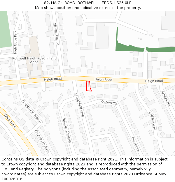 82, HAIGH ROAD, ROTHWELL, LEEDS, LS26 0LP: Location map and indicative extent of plot