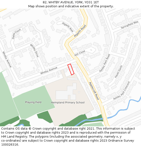 82, WHITBY AVENUE, YORK, YO31 1ET: Location map and indicative extent of plot