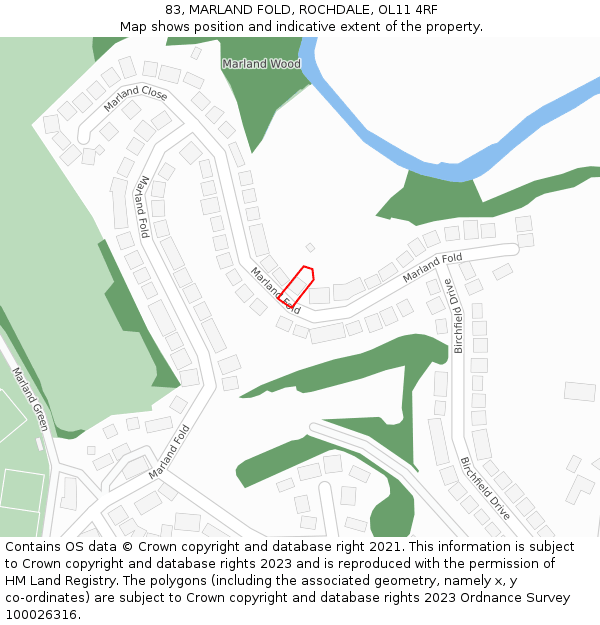 83, MARLAND FOLD, ROCHDALE, OL11 4RF: Location map and indicative extent of plot