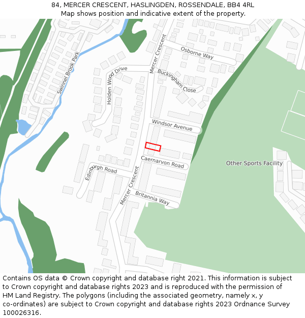 84, MERCER CRESCENT, HASLINGDEN, ROSSENDALE, BB4 4RL: Location map and indicative extent of plot