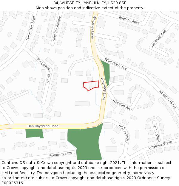 84, WHEATLEY LANE, ILKLEY, LS29 8SF: Location map and indicative extent of plot