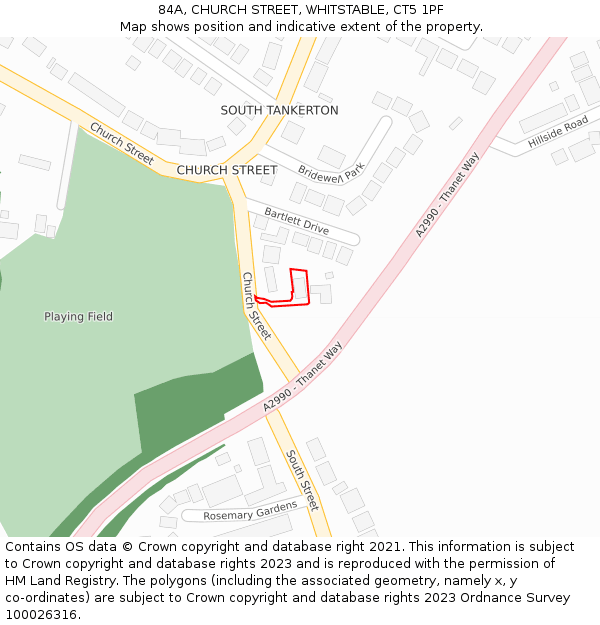 84A, CHURCH STREET, WHITSTABLE, CT5 1PF: Location map and indicative extent of plot
