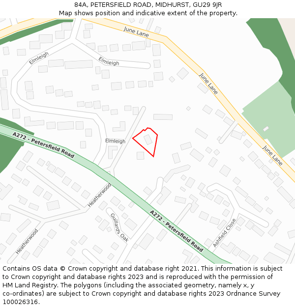 84A, PETERSFIELD ROAD, MIDHURST, GU29 9JR: Location map and indicative extent of plot