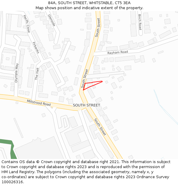 84A, SOUTH STREET, WHITSTABLE, CT5 3EA: Location map and indicative extent of plot