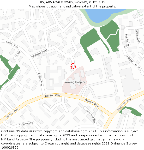 85, ARMADALE ROAD, WOKING, GU21 3LD: Location map and indicative extent of plot