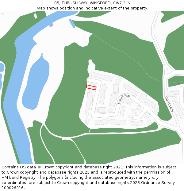 85, THRUSH WAY, WINSFORD, CW7 3LN: Location map and indicative extent of plot