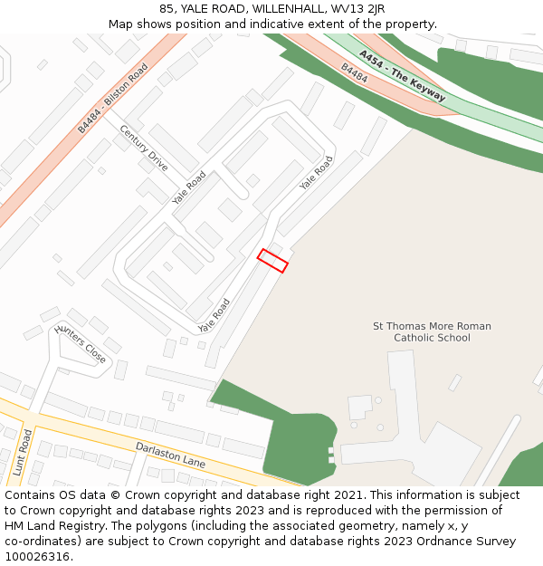 85, YALE ROAD, WILLENHALL, WV13 2JR: Location map and indicative extent of plot
