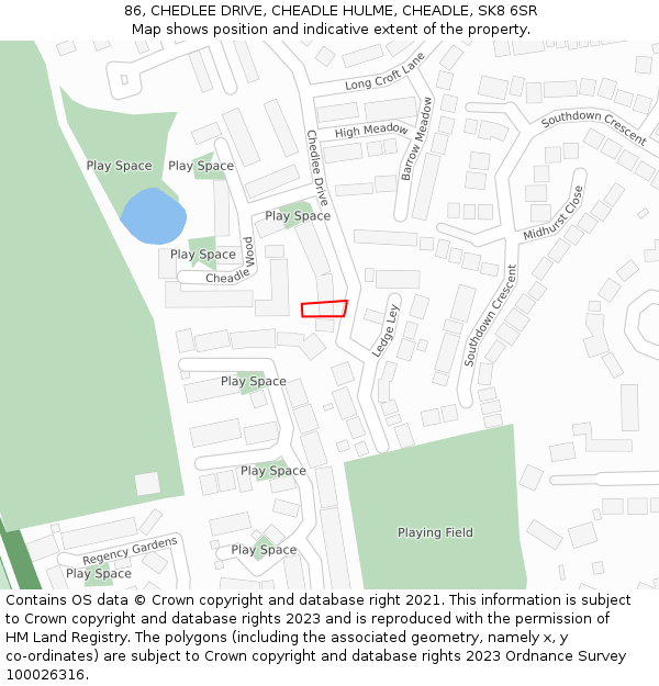 86, CHEDLEE DRIVE, CHEADLE HULME, CHEADLE, SK8 6SR: Location map and indicative extent of plot