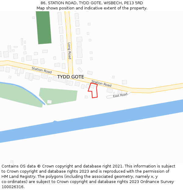 86, STATION ROAD, TYDD GOTE, WISBECH, PE13 5RD: Location map and indicative extent of plot