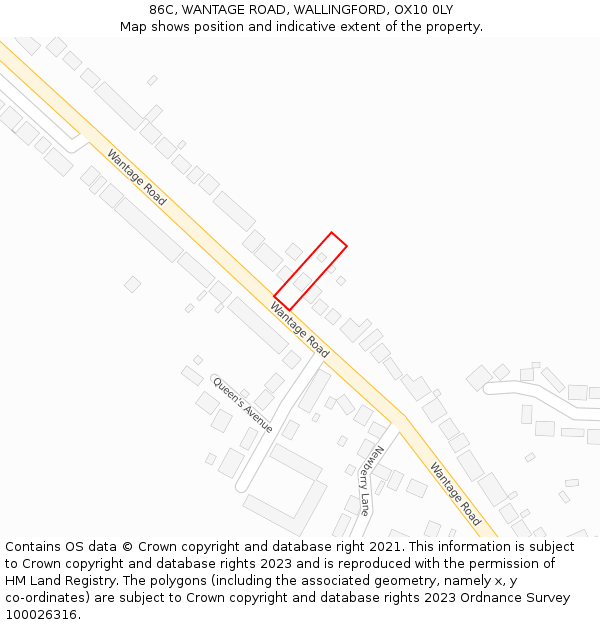 86C, WANTAGE ROAD, WALLINGFORD, OX10 0LY: Location map and indicative extent of plot