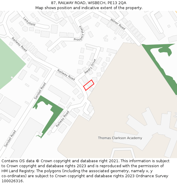 87, RAILWAY ROAD, WISBECH, PE13 2QA: Location map and indicative extent of plot