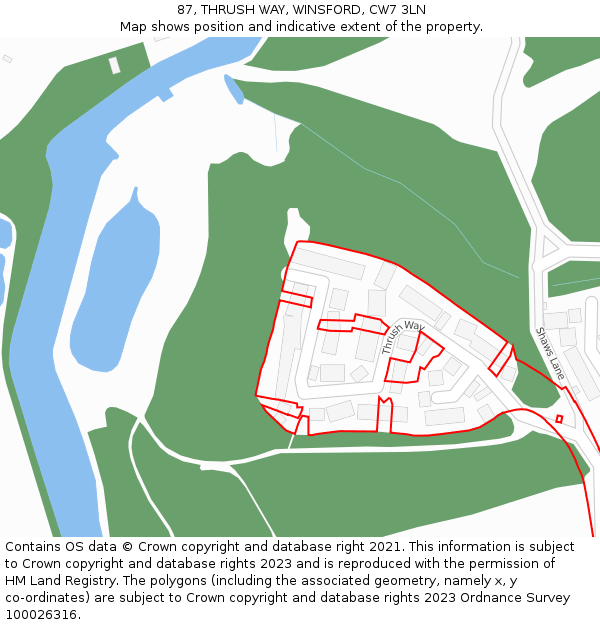 87, THRUSH WAY, WINSFORD, CW7 3LN: Location map and indicative extent of plot