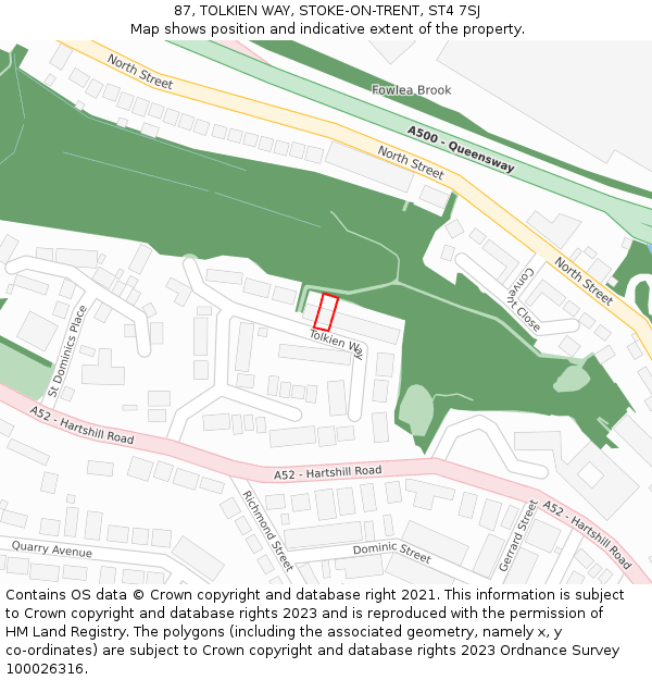 87, TOLKIEN WAY, STOKE-ON-TRENT, ST4 7SJ: Location map and indicative extent of plot