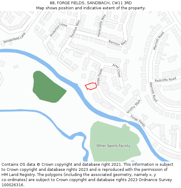 88, FORGE FIELDS, SANDBACH, CW11 3RD: Location map and indicative extent of plot