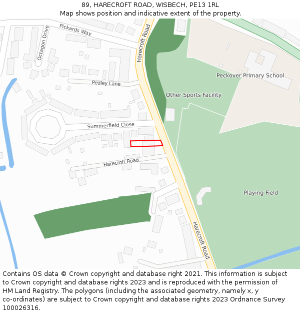 89, HARECROFT ROAD, WISBECH, PE13 1RL: Location map and indicative extent of plot