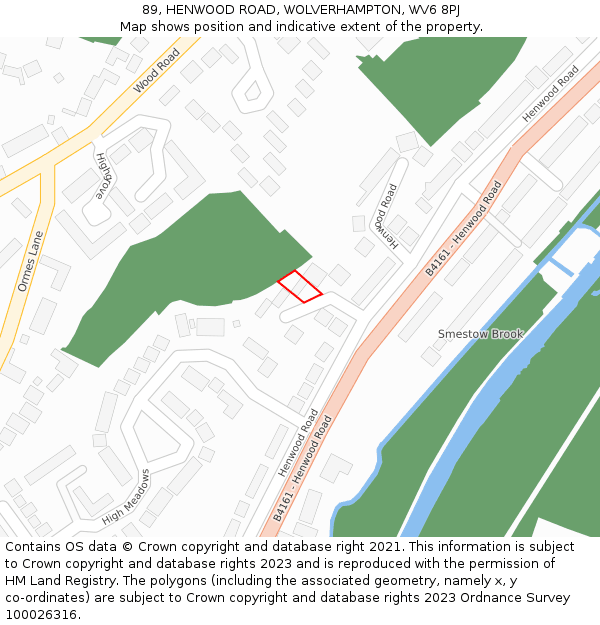 89, HENWOOD ROAD, WOLVERHAMPTON, WV6 8PJ: Location map and indicative extent of plot