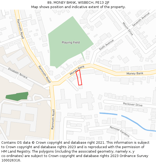 89, MONEY BANK, WISBECH, PE13 2JF: Location map and indicative extent of plot