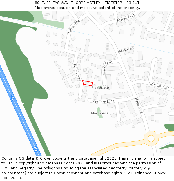 89, TUFFLEYS WAY, THORPE ASTLEY, LEICESTER, LE3 3UT: Location map and indicative extent of plot