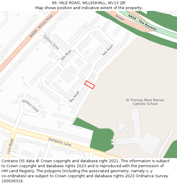 89, YALE ROAD, WILLENHALL, WV13 2JR: Location map and indicative extent of plot
