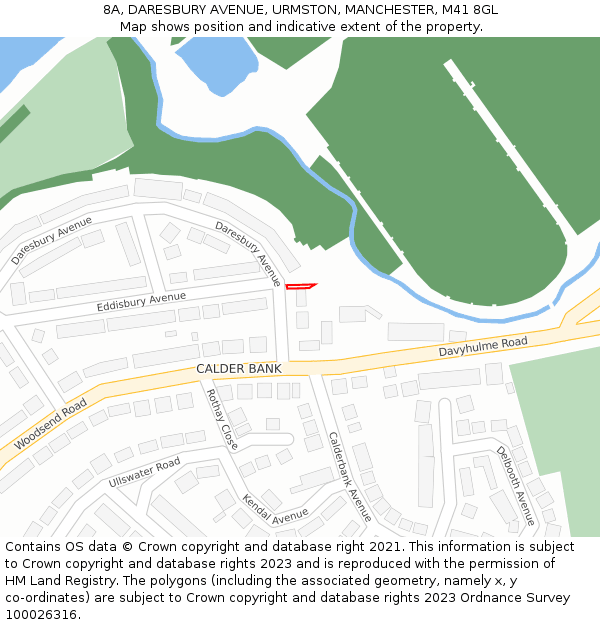 8A, DARESBURY AVENUE, URMSTON, MANCHESTER, M41 8GL: Location map and indicative extent of plot