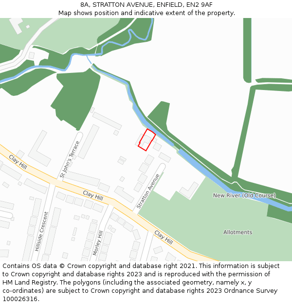 8A, STRATTON AVENUE, ENFIELD, EN2 9AF: Location map and indicative extent of plot