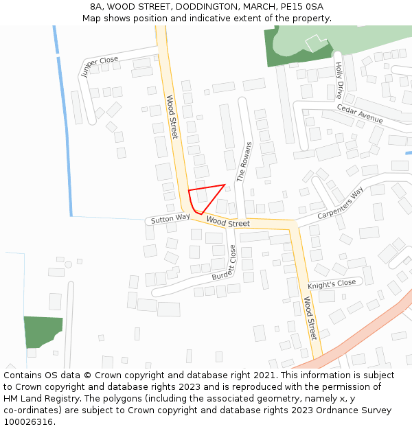 8A, WOOD STREET, DODDINGTON, MARCH, PE15 0SA: Location map and indicative extent of plot