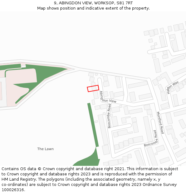 9, ABINGDON VIEW, WORKSOP, S81 7RT: Location map and indicative extent of plot