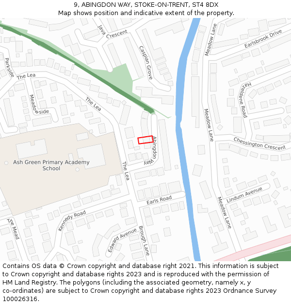 9, ABINGDON WAY, STOKE-ON-TRENT, ST4 8DX: Location map and indicative extent of plot