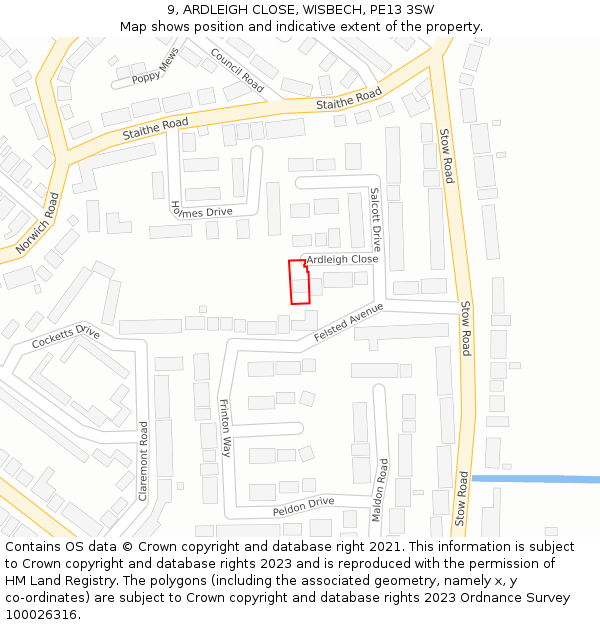 9, ARDLEIGH CLOSE, WISBECH, PE13 3SW: Location map and indicative extent of plot