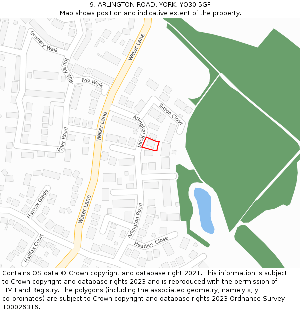 9, ARLINGTON ROAD, YORK, YO30 5GF: Location map and indicative extent of plot