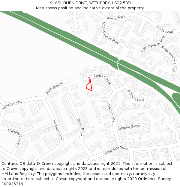 9, ASHBURN DRIVE, WETHERBY, LS22 5RD: Location map and indicative extent of plot