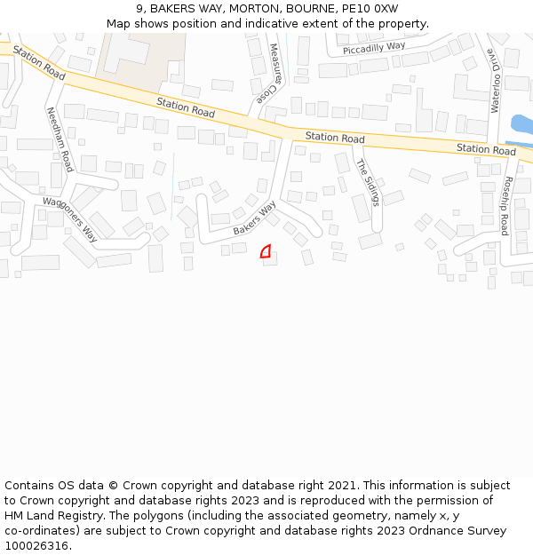 9, BAKERS WAY, MORTON, BOURNE, PE10 0XW: Location map and indicative extent of plot