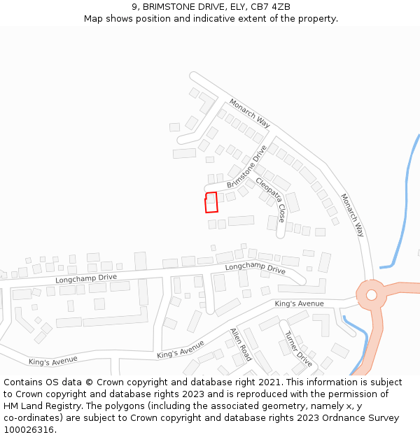 9, BRIMSTONE DRIVE, ELY, CB7 4ZB: Location map and indicative extent of plot