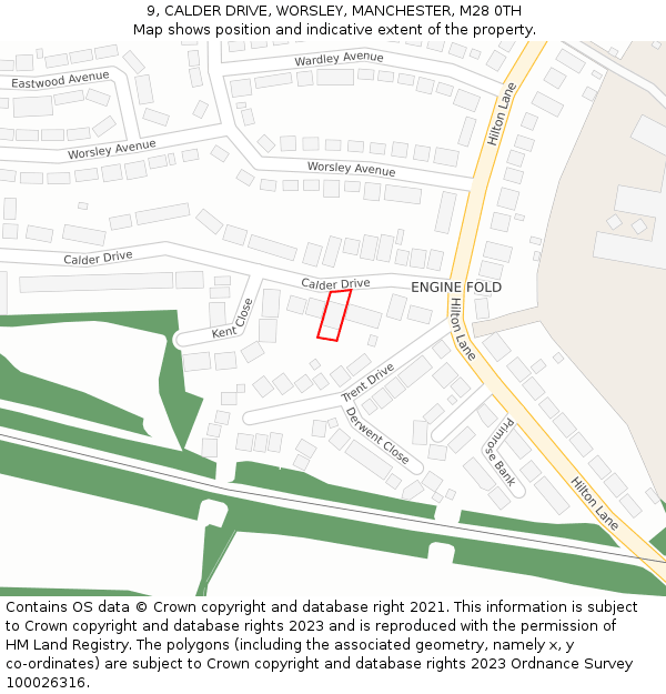 9, CALDER DRIVE, WORSLEY, MANCHESTER, M28 0TH: Location map and indicative extent of plot