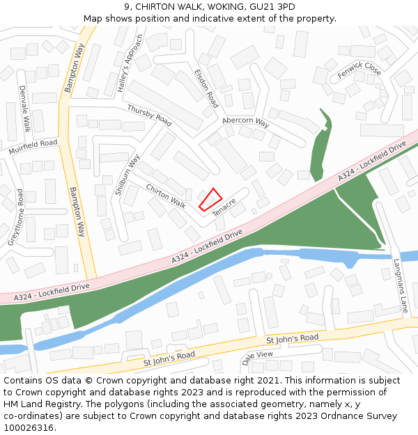 9, CHIRTON WALK, WOKING, GU21 3PD: Location map and indicative extent of plot