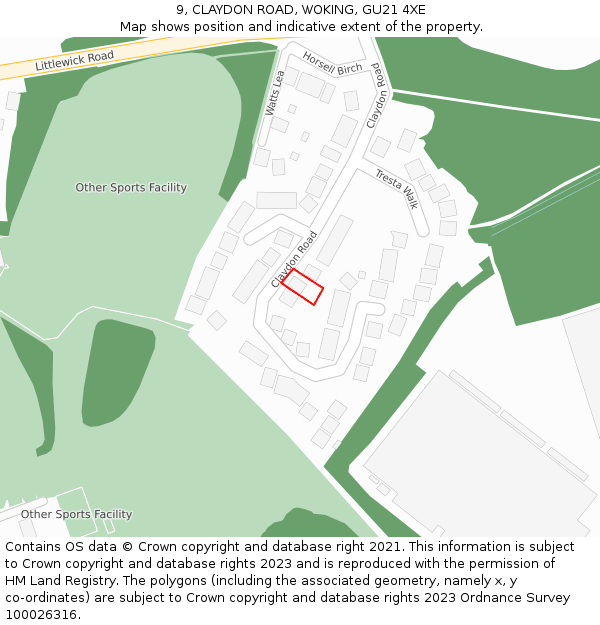 9, CLAYDON ROAD, WOKING, GU21 4XE: Location map and indicative extent of plot