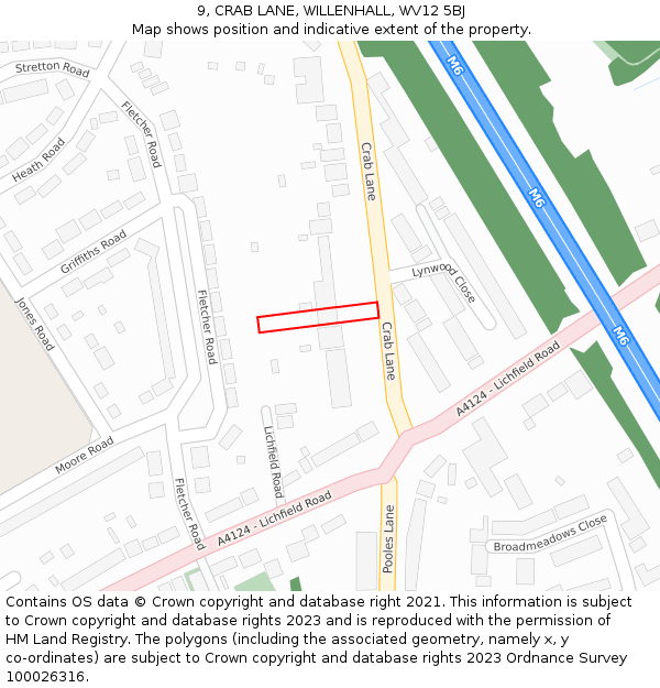 9, CRAB LANE, WILLENHALL, WV12 5BJ: Location map and indicative extent of plot