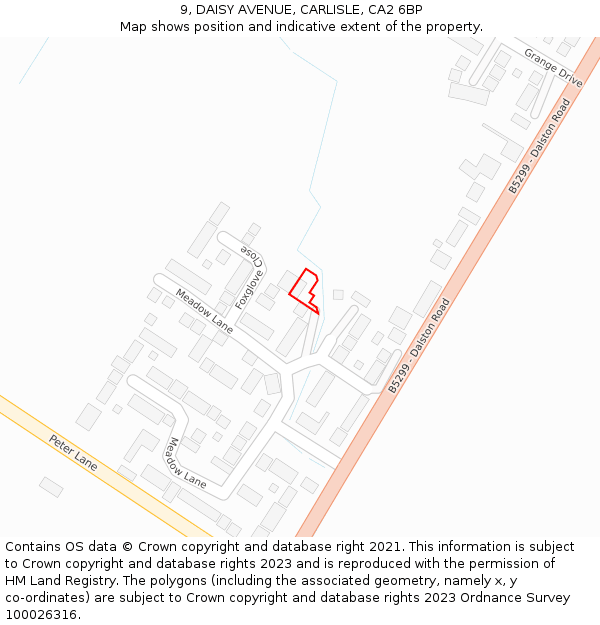 9, DAISY AVENUE, CARLISLE, CA2 6BP: Location map and indicative extent of plot