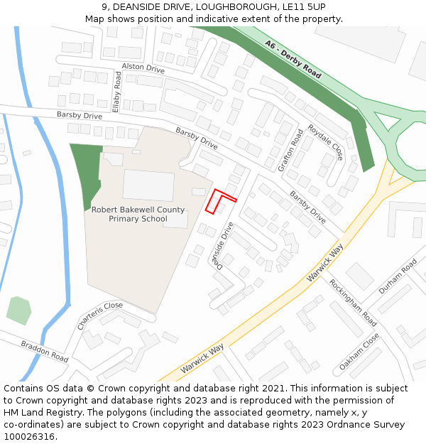 9, DEANSIDE DRIVE, LOUGHBOROUGH, LE11 5UP: Location map and indicative extent of plot