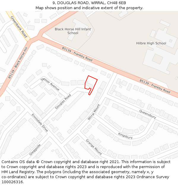 9, DOUGLAS ROAD, WIRRAL, CH48 6EB: Location map and indicative extent of plot