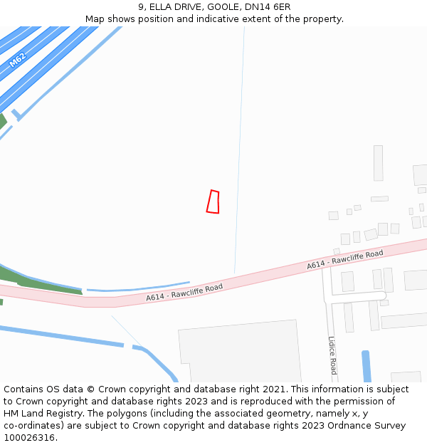 9, ELLA DRIVE, GOOLE, DN14 6ER: Location map and indicative extent of plot