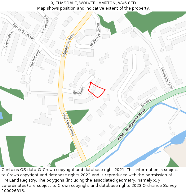 9, ELMSDALE, WOLVERHAMPTON, WV6 8ED: Location map and indicative extent of plot