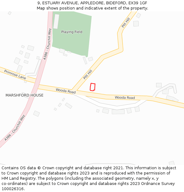 9, ESTUARY AVENUE, APPLEDORE, BIDEFORD, EX39 1GF: Location map and indicative extent of plot