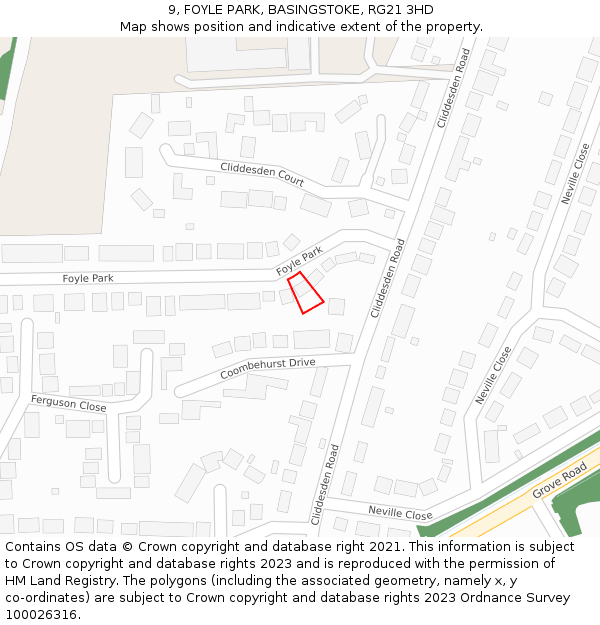 9, FOYLE PARK, BASINGSTOKE, RG21 3HD: Location map and indicative extent of plot