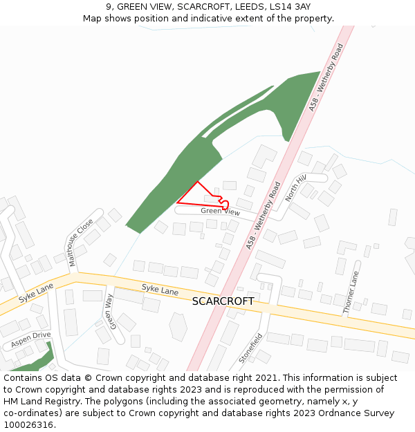 9, GREEN VIEW, SCARCROFT, LEEDS, LS14 3AY: Location map and indicative extent of plot