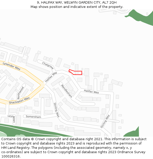 9, HALIFAX WAY, WELWYN GARDEN CITY, AL7 2QH: Location map and indicative extent of plot