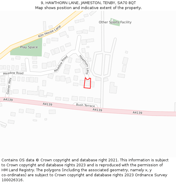 9, HAWTHORN LANE, JAMESTON, TENBY, SA70 8QT: Location map and indicative extent of plot