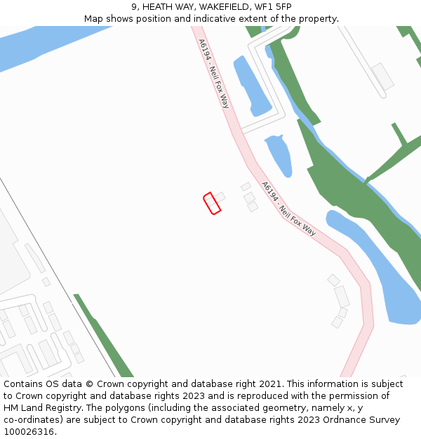 9, HEATH WAY, WAKEFIELD, WF1 5FP: Location map and indicative extent of plot