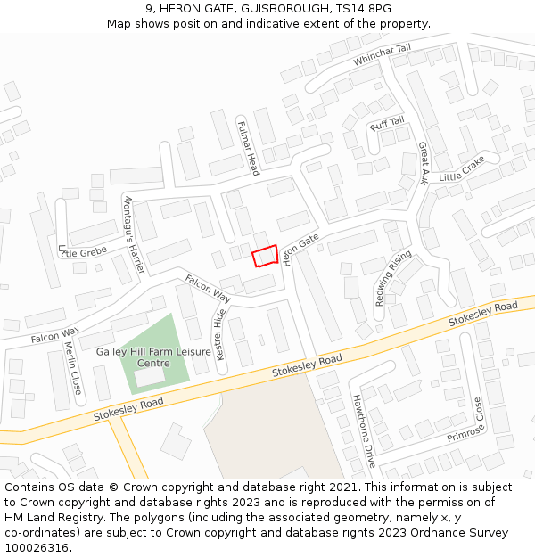 9, HERON GATE, GUISBOROUGH, TS14 8PG: Location map and indicative extent of plot