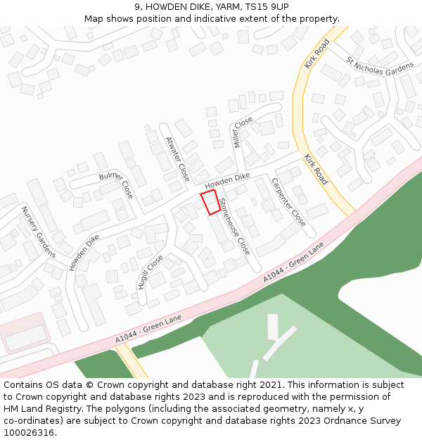 9, HOWDEN DIKE, YARM, TS15 9UP: Location map and indicative extent of plot